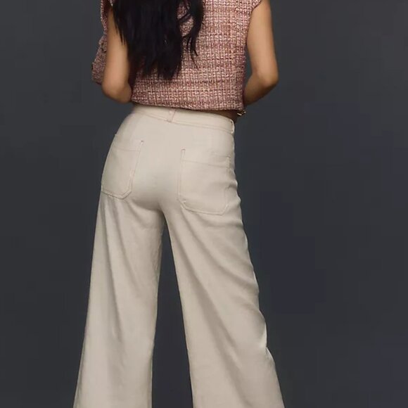 The Ettie High-Rise Crop Wide-Leg Pants by Maeve Linen Edition (Size 34) - Picture 4 of 5